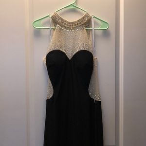 Black beaded couture dress